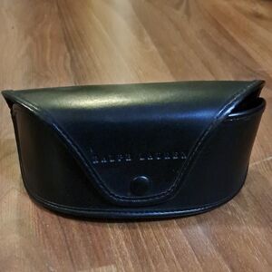 Ralph Lauren Black Leather Sunglasses Case with Snap Closure
